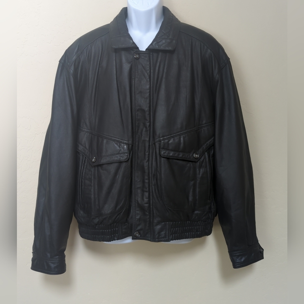 Vintage Members Only 80's Leather Moto Jacket Mens Sz XL Black